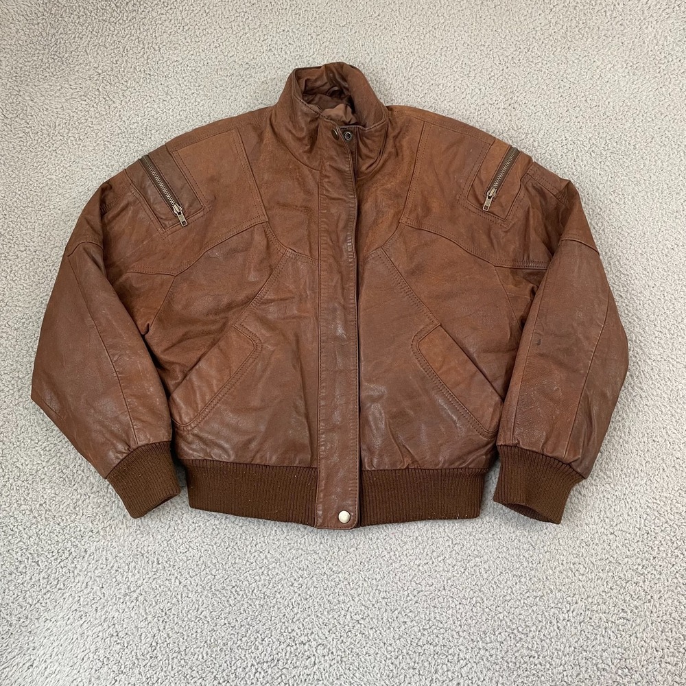 Vintage Adventure Bound Leather Jacket Men S Brown Bomber Full Zip